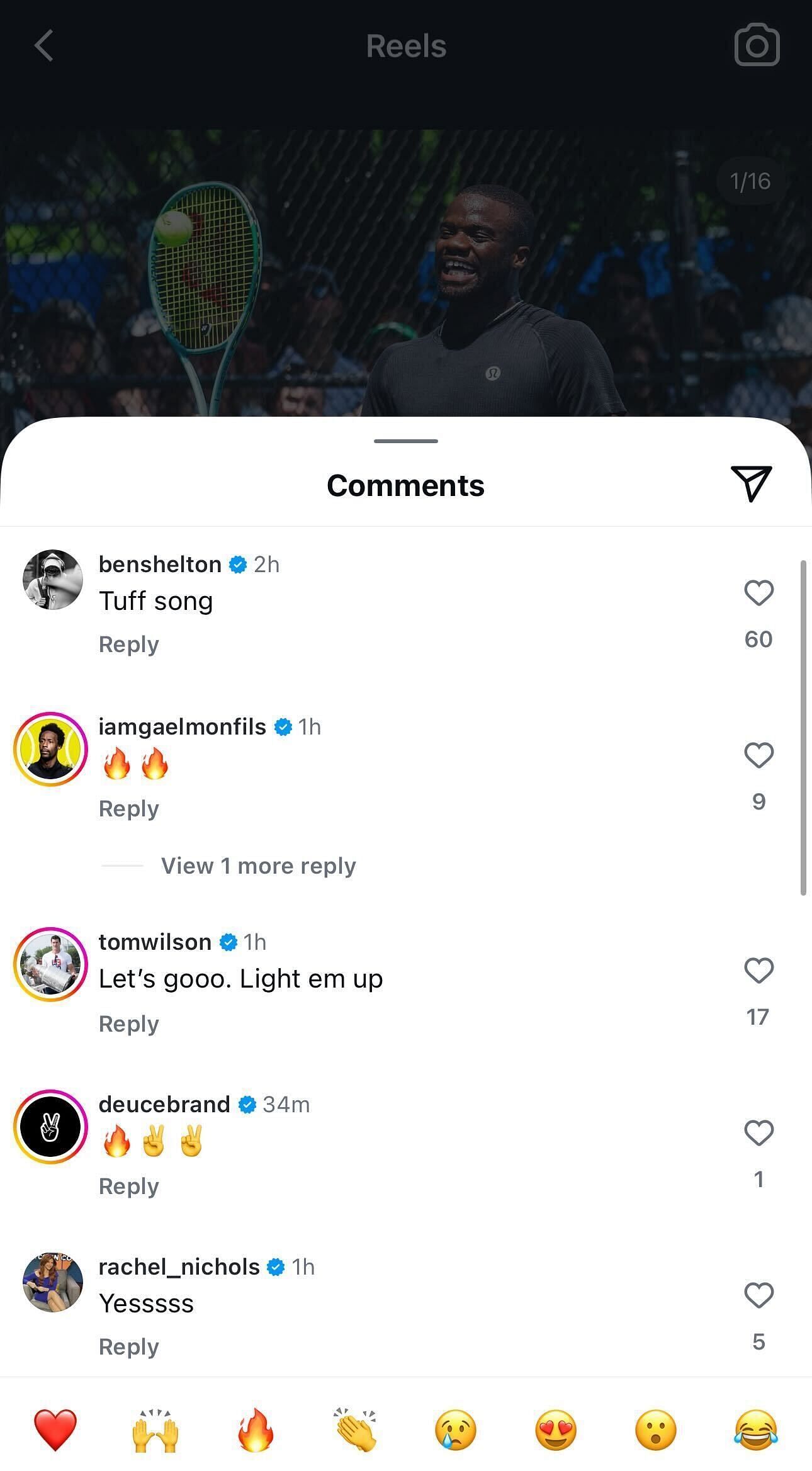 Tiafoe's comments section (@bigfoe1998)